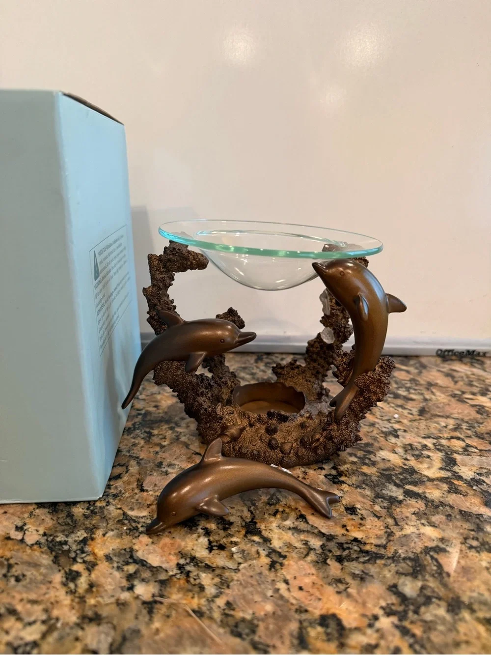 PartyLite Bronze Dolphin Wax Melt Warmer 1 broke dolphin